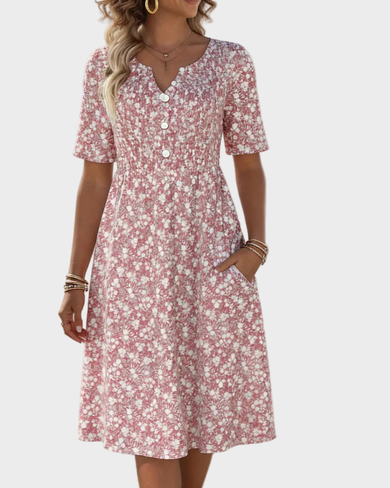 Coral | Floral Midi Dress