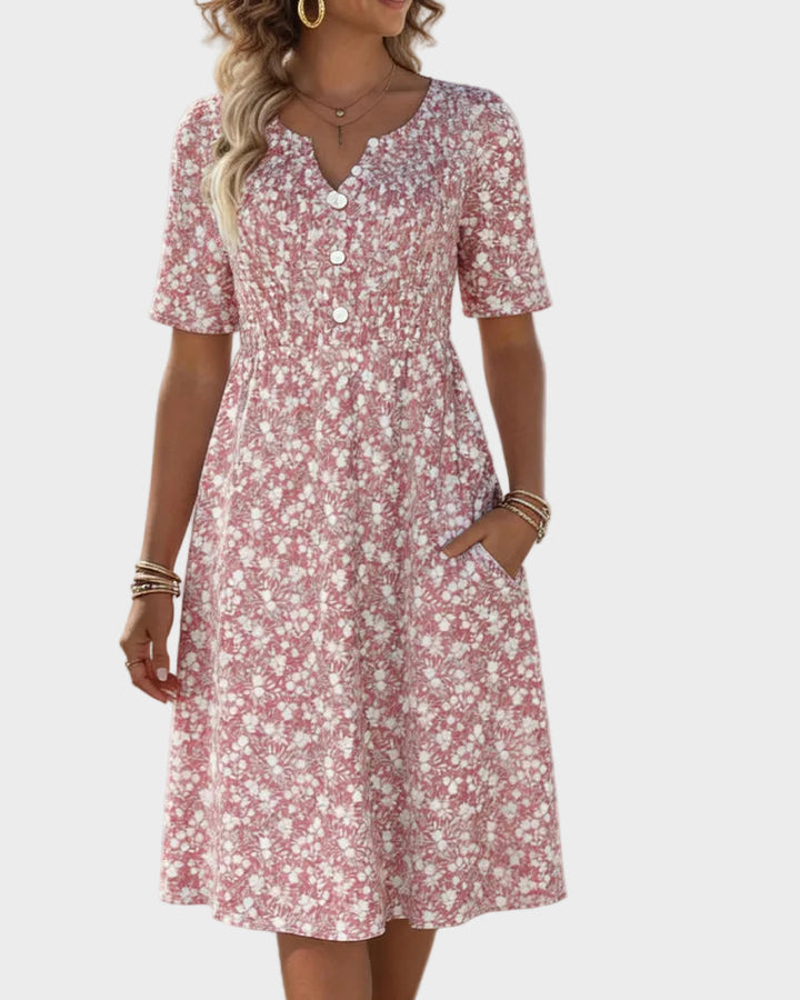 Coral | Floral Midi Dress