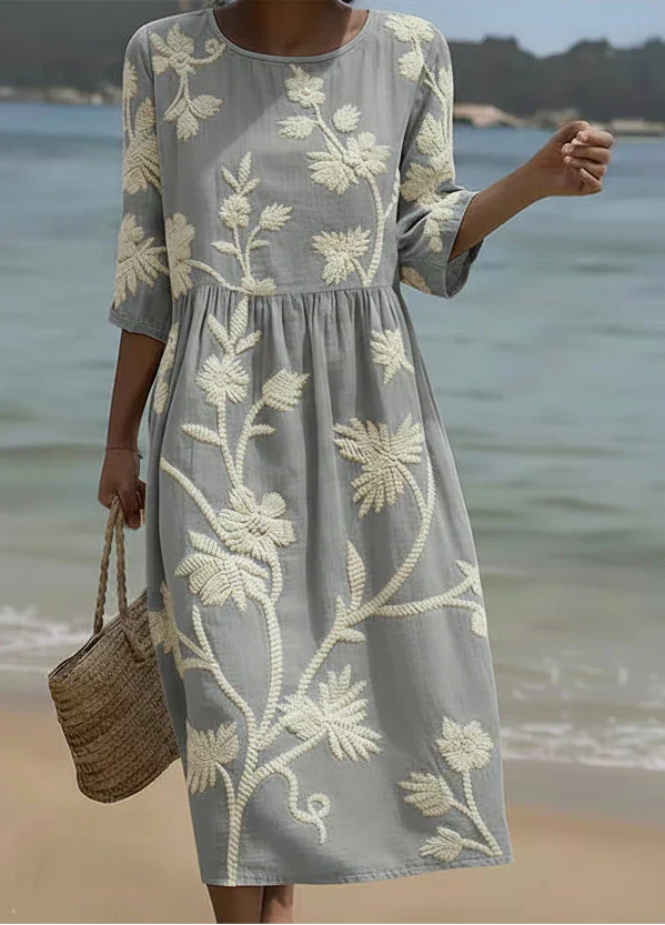 Ashley | Plant &amp; Flower Print Midi Dress