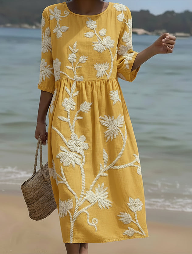 Yassy | Plant &amp; Flower Print Midi Dress