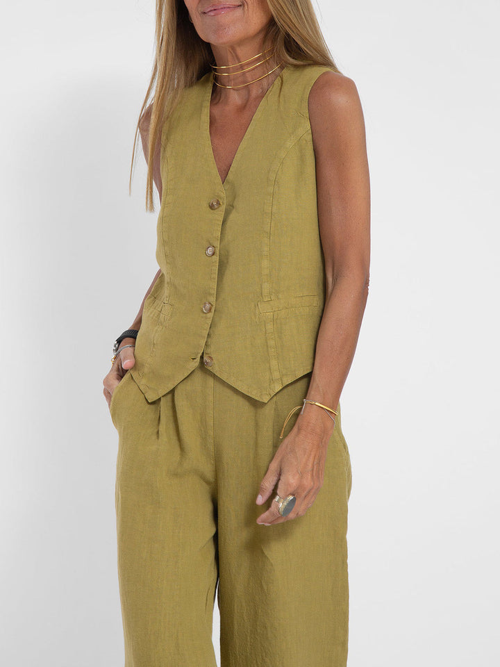Aira™ - Buttoned Vest &amp; Wide-Leg Trousers Set