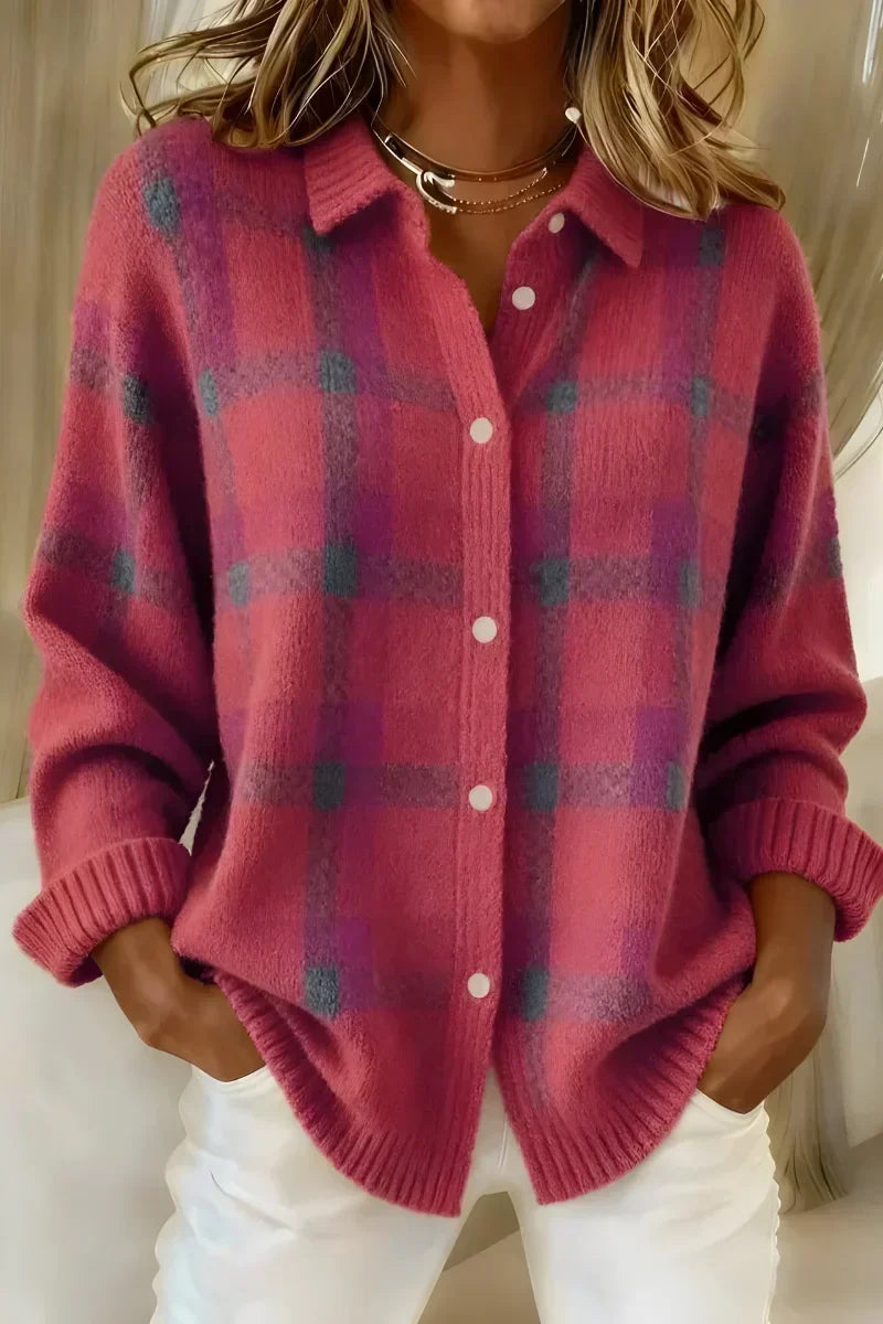 Justine | Collared Checked Cardigan