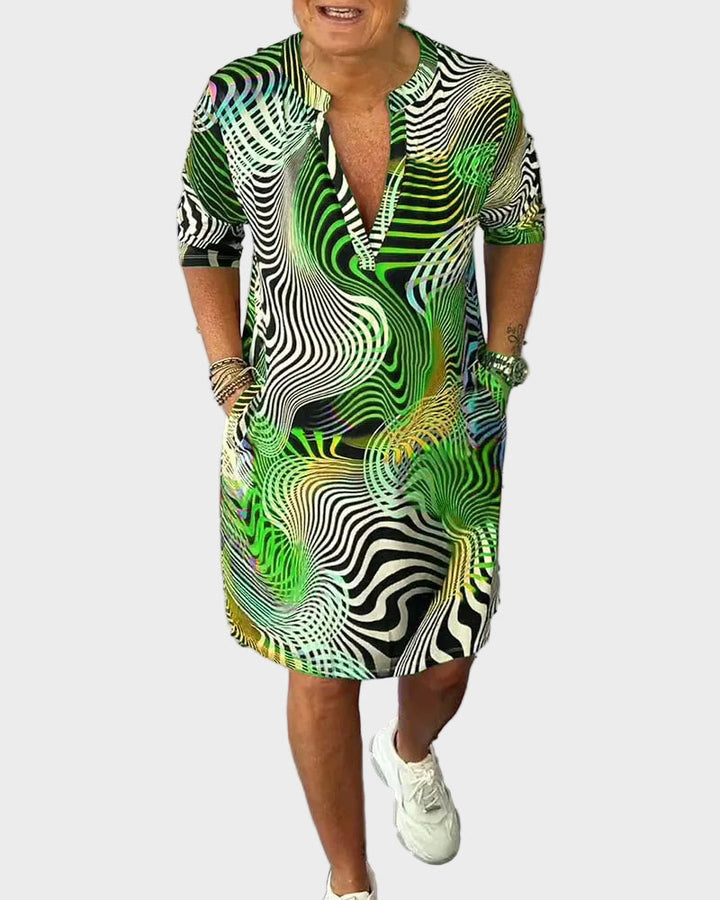 Alison | Colourful V-Neck Dress