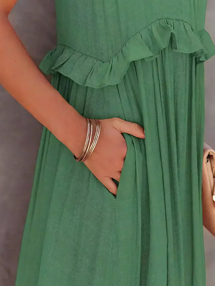 Ilona - Halterneck Dress With Ruffles and Maxi Pockets