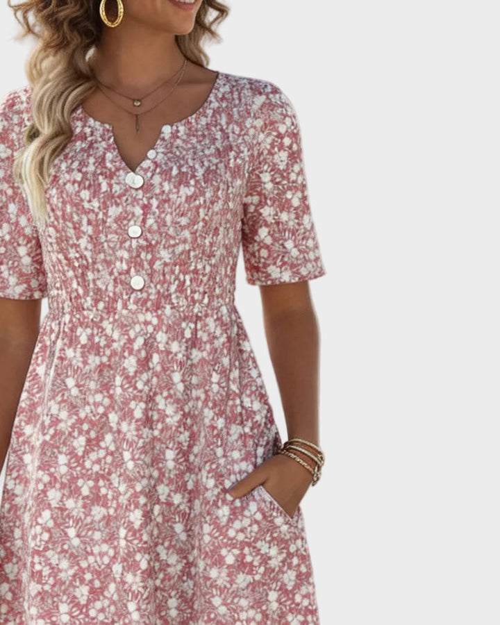 Coral | Floral Midi Dress