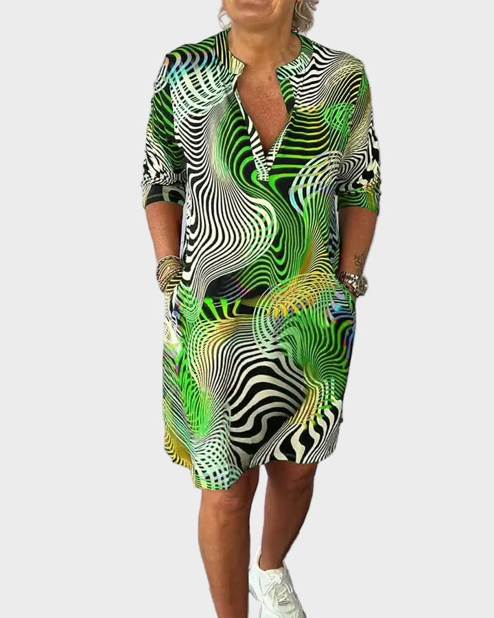 Alison | Colourful V-Neck Dress