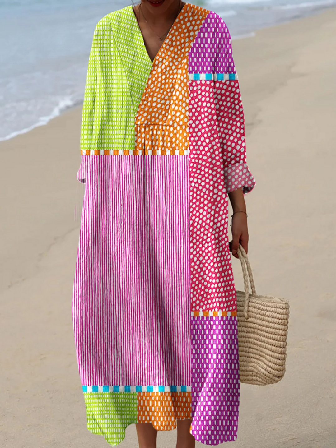 Vintage Abstract Geometric Art Print Dress