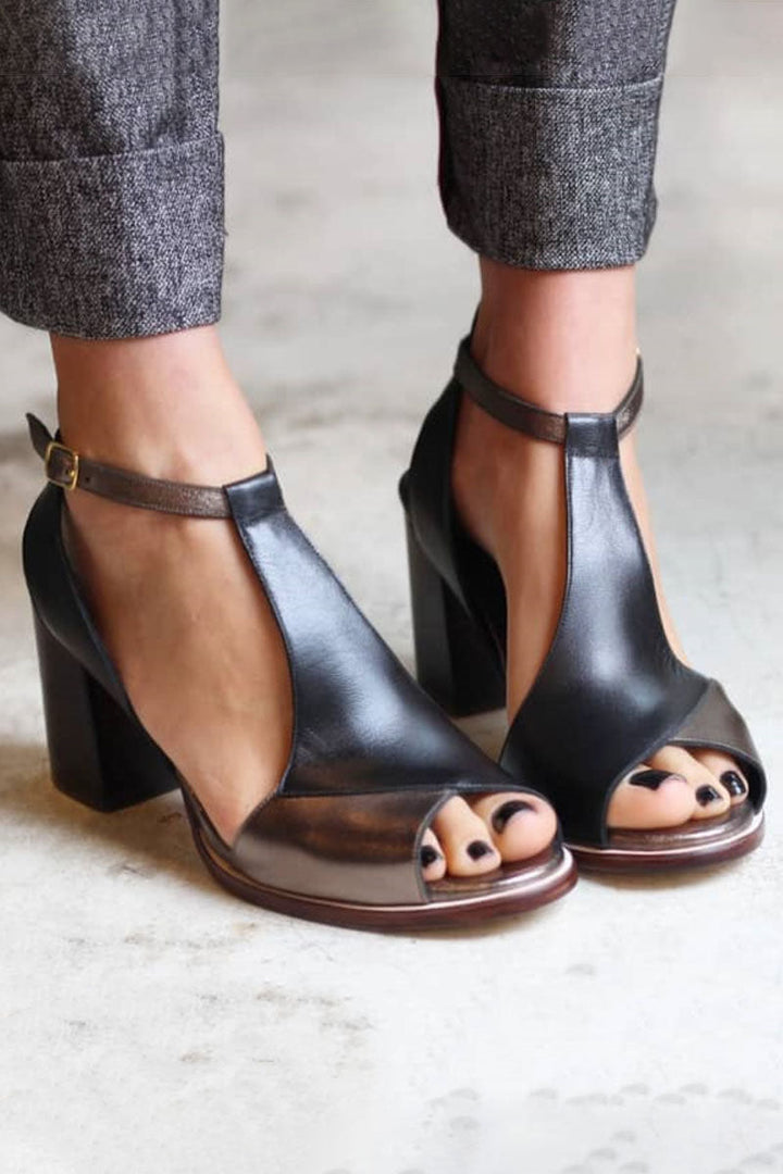 Dagny™ - Patchwork heels with block heel