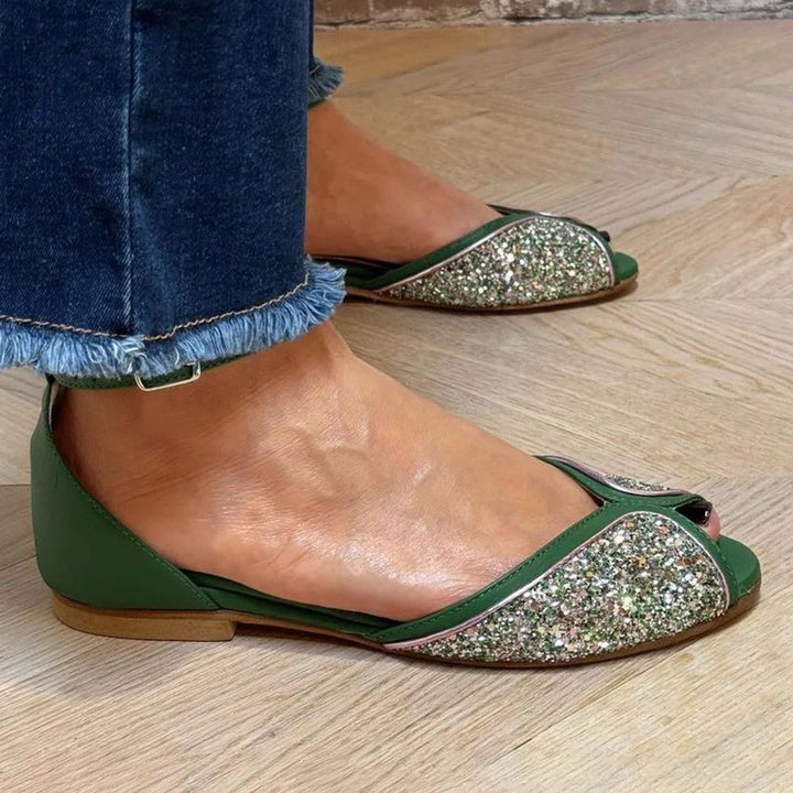 Flat Sandal With Ankle Strap - Green