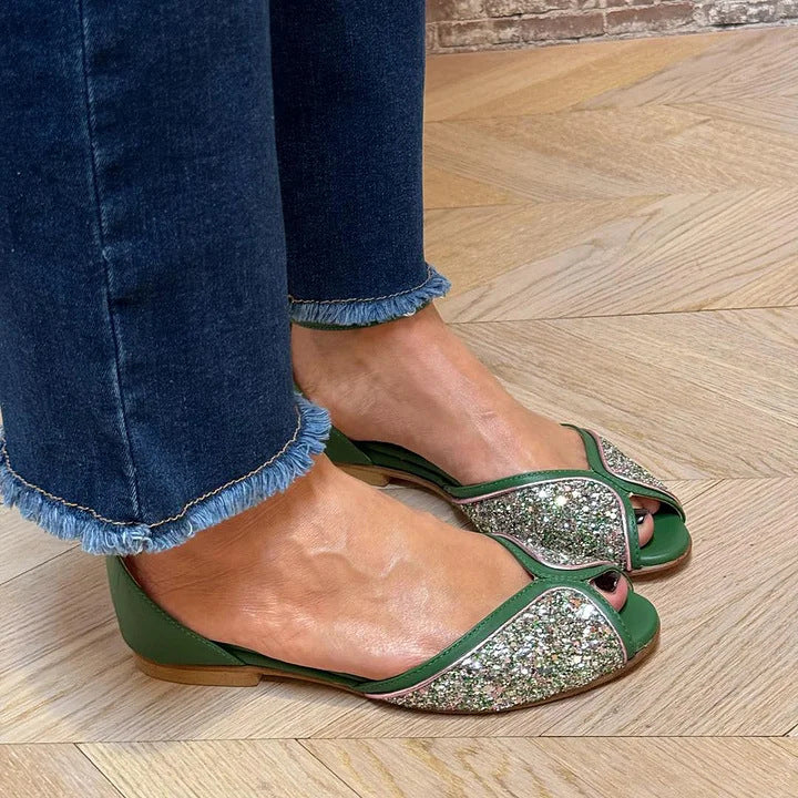 Flat Sandal With Ankle Strap - Green
