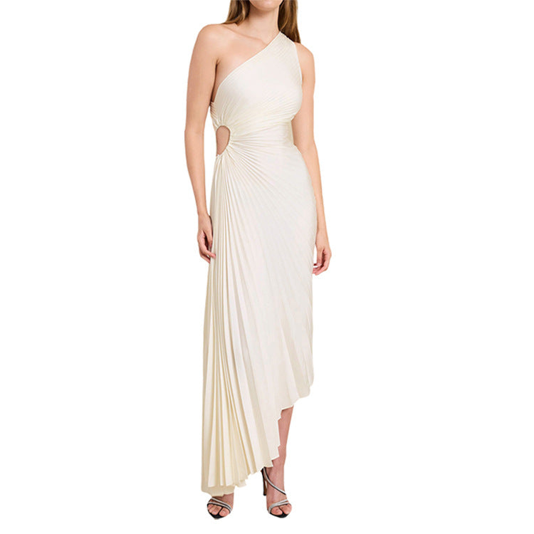 Sylviana - One Shoulder Pleated Midi Dress
