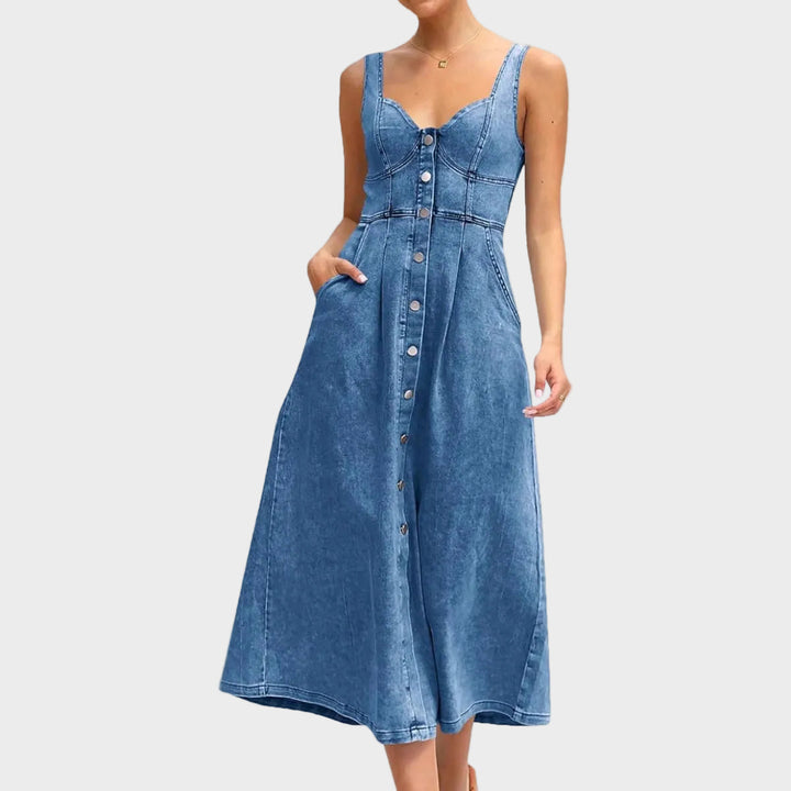 Margot | Button-Front Strapless Dress