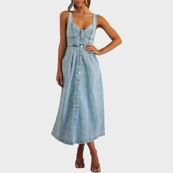 Margot | Button-Front Strapless Dress
