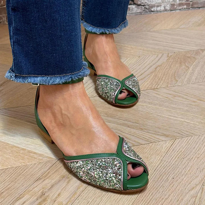 Flat Sandal With Ankle Strap - Green