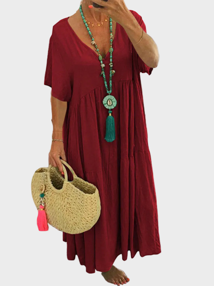 Joy | Ruffled V-Neck Maxi Dress