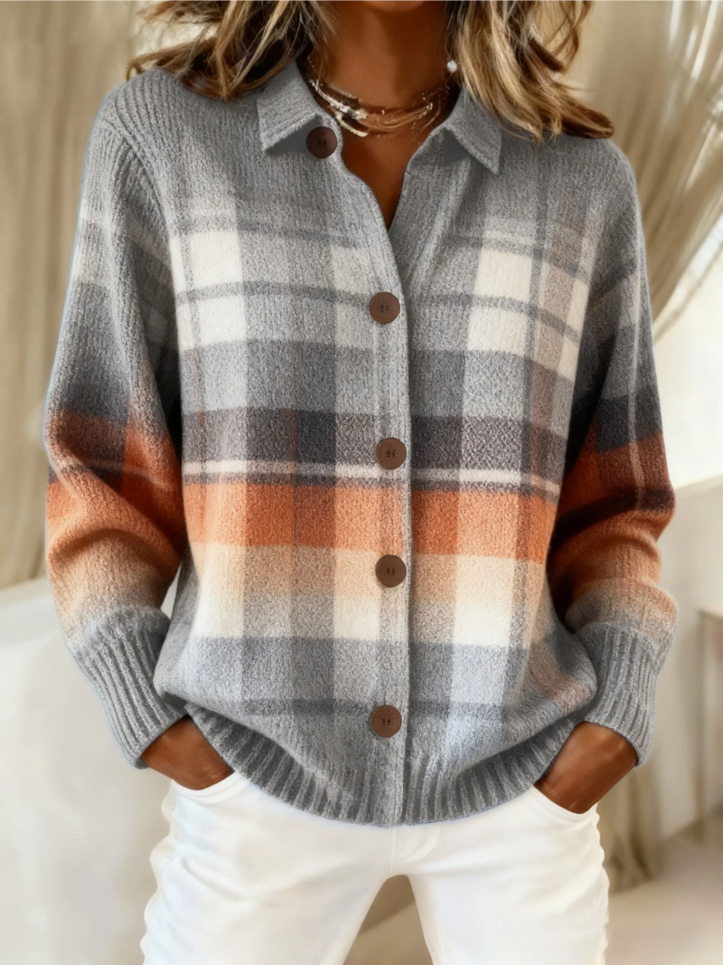 Anna | Warm Ombre Checked Cardigan
