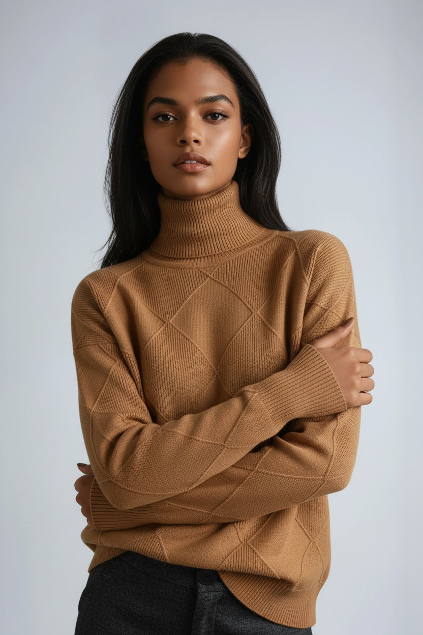 Livia | Turtleneck Sweater with Diamond Motif