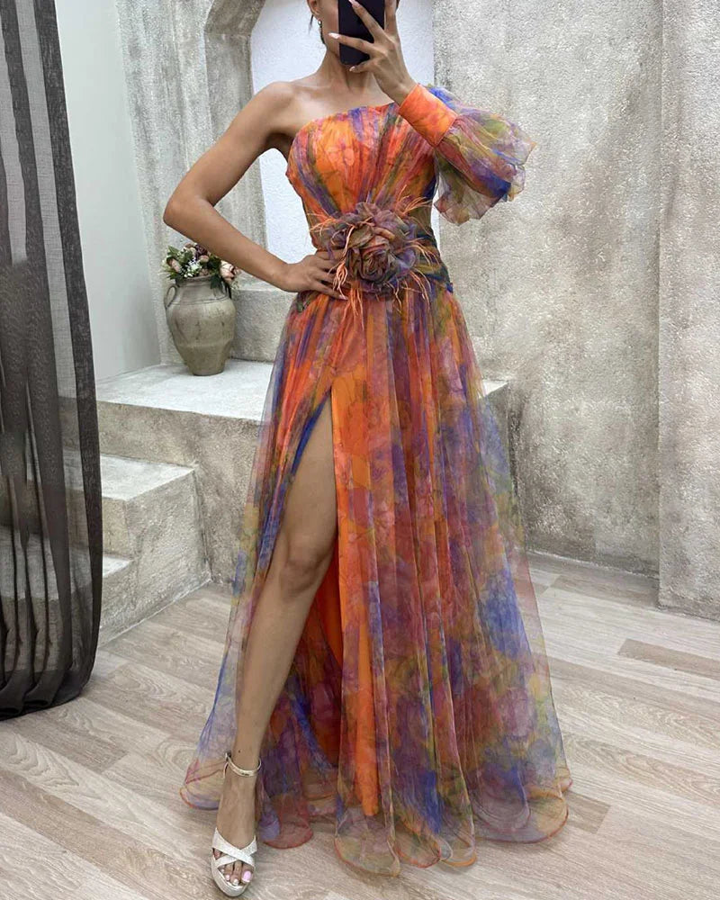 Cecelia - One Sleeve Maxi  Dress