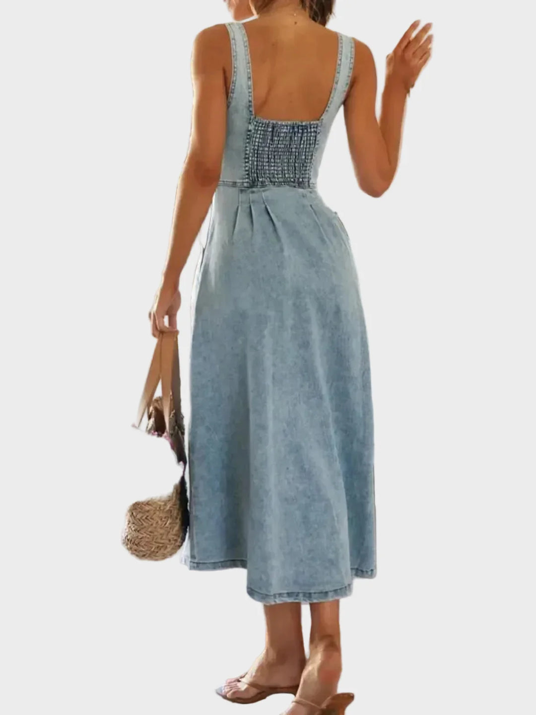 Margot | Button-Front Strapless Dress