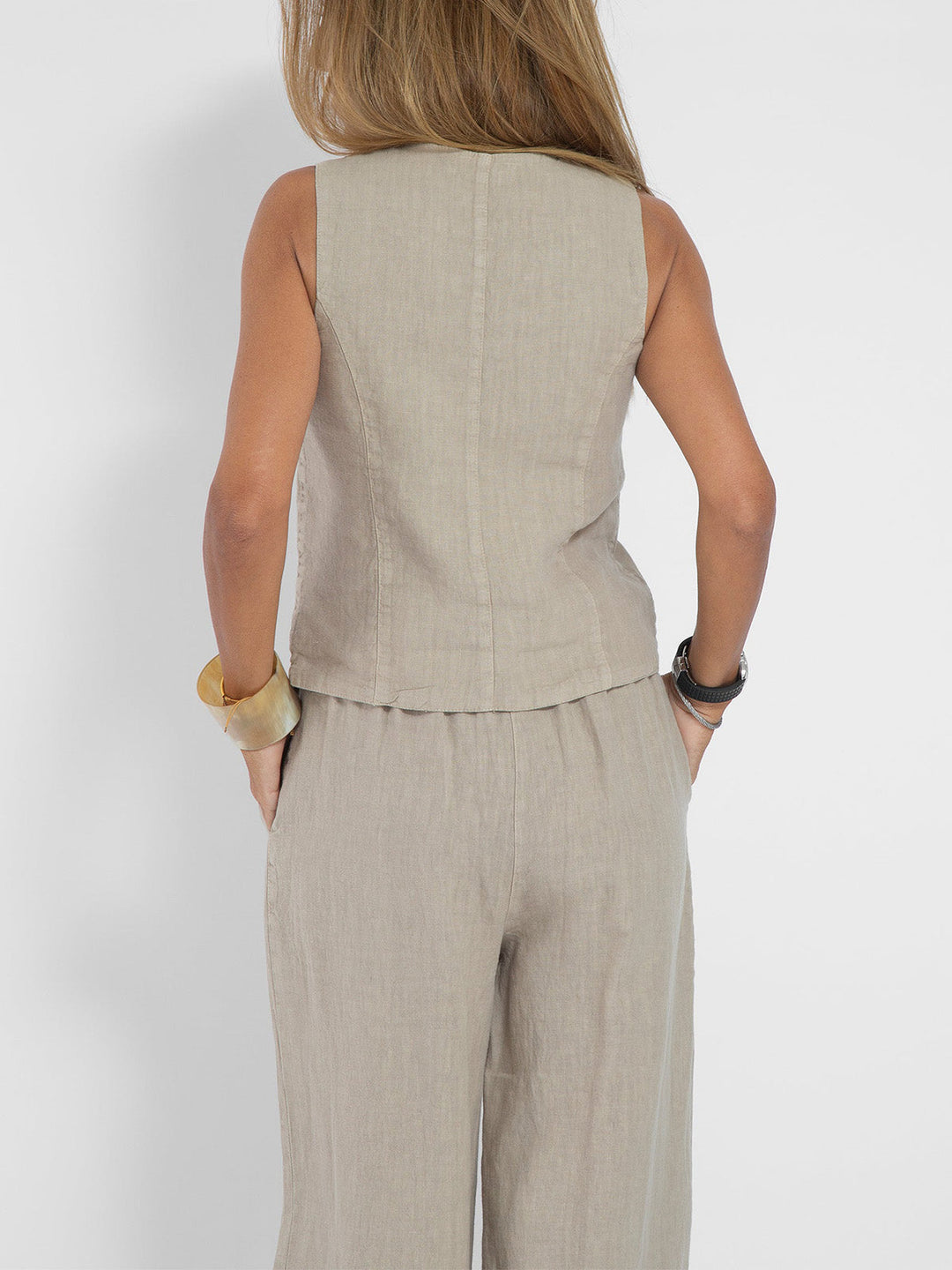 Aira™ - Buttoned Vest &amp; Wide-Leg Trousers Set