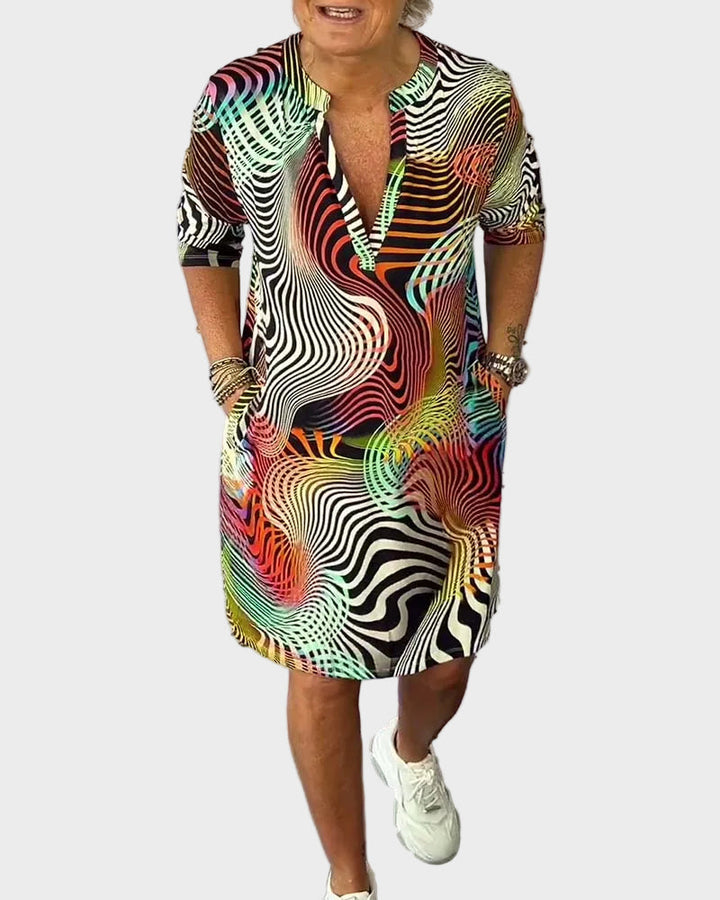 Alison | Colourful V-Neck Dress