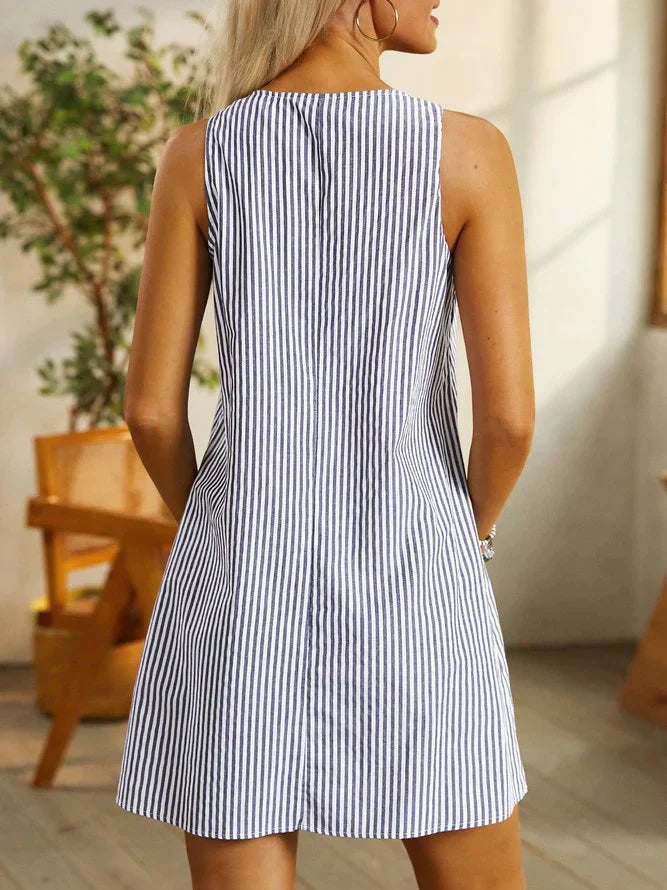 Terri - Striped Mini Dress With Pockets